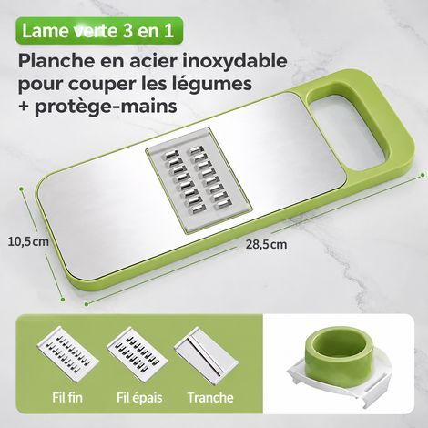 Coupe-légumes multifonction manuel avec 3 lames et protège-mains 3 réf 7895 29 × 12 × 7 cm 300 g – Livraison gratuite