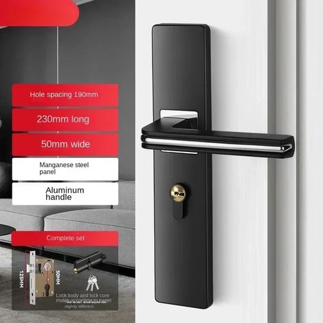 (Type K) Serrure de porte en bois pour appartement/chambre, antivol, avec clé. (1/5)