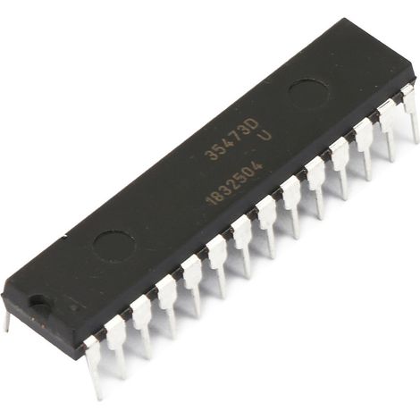 Microcontrôleur CMOS 8 bits DIP-28 avec interface I2C, SPI, UART/USART (1/5)