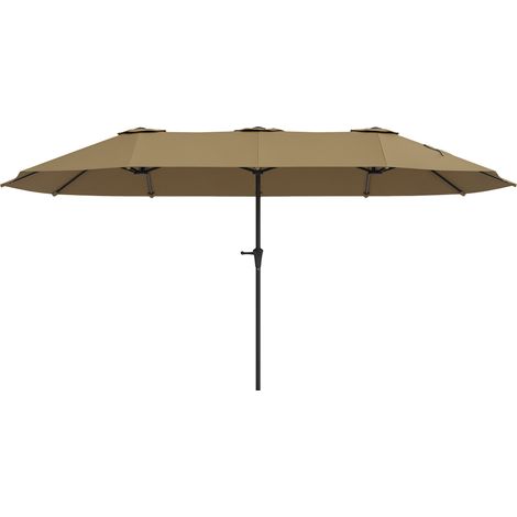 Outsunny sombrilla doble 4x2,2 m sombrilla terraza exterior con manivela manual impermeable y protección UV30+ para terraza playa piscina café