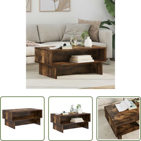 Wohnzimmermöbel - Couchtisch Geräucherte Eiche 80 x 46 x 35 cm Holzwerkstoff (1/5)
