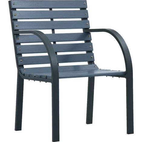 Chaise de jardin bois massif gris et métal Dinma - Lot de 2 (1/4)