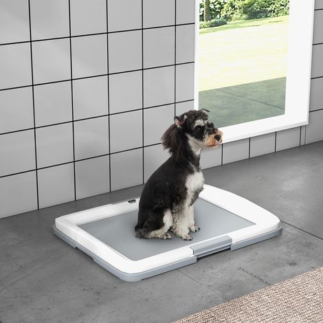 Toilettes Chiens Plateau Éducation Chiot Extérieur Intérieur Aménagement Gris 63x48,5x6cm