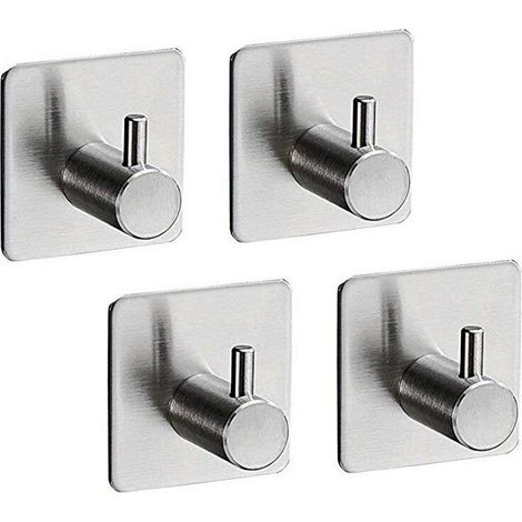 Filiyano-Crochet adhésif 3M, crochet mural de salle de bain, acier inoxydable, lot de 4 (1/5)