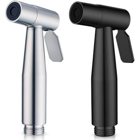 Set mit 2 Handbrausen für die Toilette, 1 aus Edelstahl (Silber) + ABS (Schwarz), Bidet-Sprühgerät, Badreiniger - (1/5)
