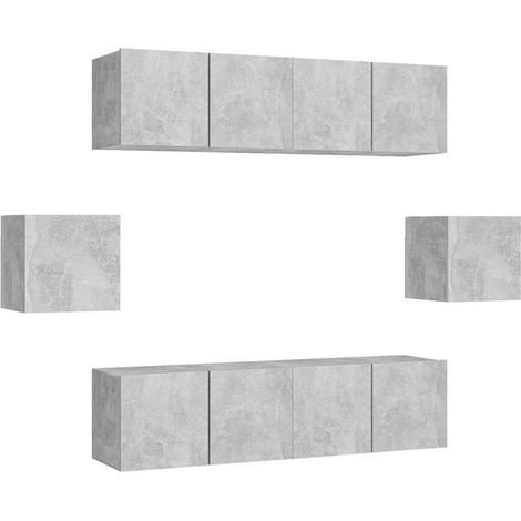 Maison Exclusive - Set di Mobili Porta TV 6 pz Grigio Cemento in Legno Multistrato (1/5)