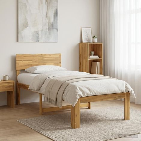 vidaXL Single Bed Frame with Headboard ROSTOCK Whitewash 90 x 190 cm (1/5)
