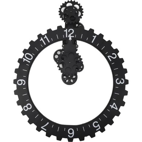 Horloge Murale 3D à Engrenages, Décoration Rétro, Roue Mécanique Rotative, Noir (1/5)