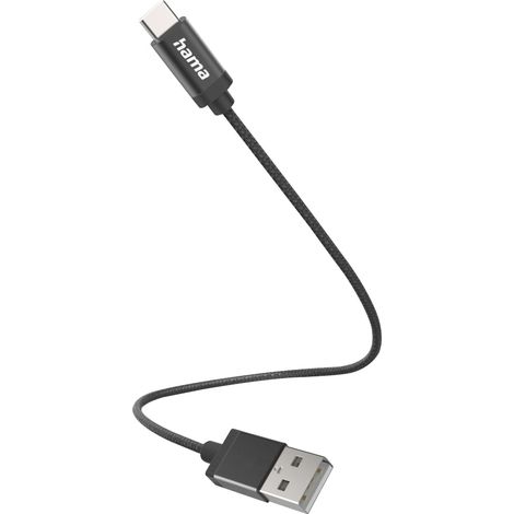Hama USB-Ladekabel USB 2.0 USB-A Stecker, USB-C® Stecker 0.20 m Schwarz 00201600 (1/2)