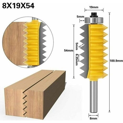 VURAHOME - 8 Mm Shank Panneau Surévé « V » Bits Joint Entures Col Fraise For Bois Tenon Boiseries Cône Tenon Fraisage Tenoning Machine (Size : 8X19X54) (1/5)