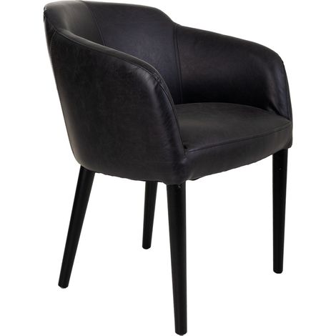 Sillón de madera tapizado negro 62x60x82