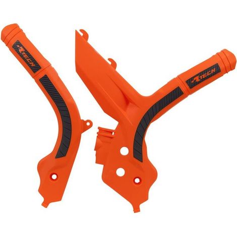 Protectores de chasis Super Grip bimateriales para KTM SX/SXF 2018-2021, naranja/negro.