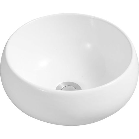 Signature Plato Round Sit-On Countertop Basin 310mm Wide 0 Tap Hole - White (1/2)