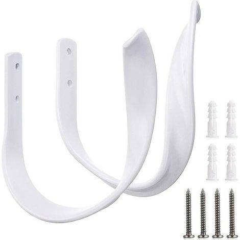 2pcs attaches de rideau – HAWUJ – en alliage d’aluminium robuste – avec vis et chevilles – pour fenêtre et porte, blanc (1/4)