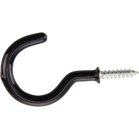 onestopdiy Lot de 24 crochets à vis en acier avec revêtement en plastique Noir 38 mm