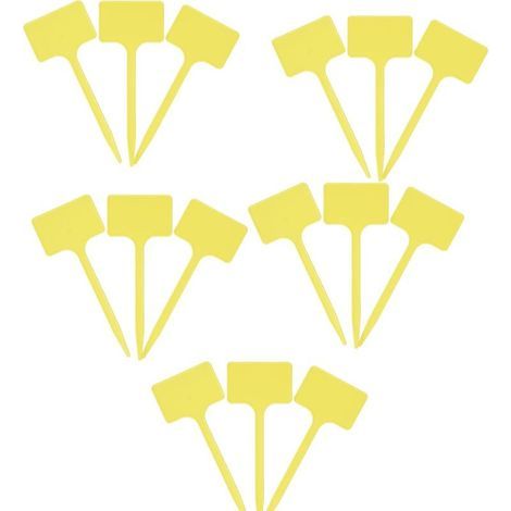 Panneaux de Plantes- Ensemble Pratique de 15 Pièces - Surface d'écriture 55 x 35 mm - Design en T - Matériau Résistant aux Intempéries - Jaune / Panneaux de Plantes / Panneaux d'Herbes (1/4)