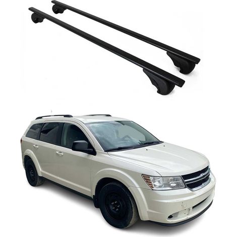 OMAC Barres de toit pour Dodge Journey 2008-2021 – TÜV / DIN 75302:2019 – Antivol inclus – Charge max 75 kg – 2 barres Noir (1/4)