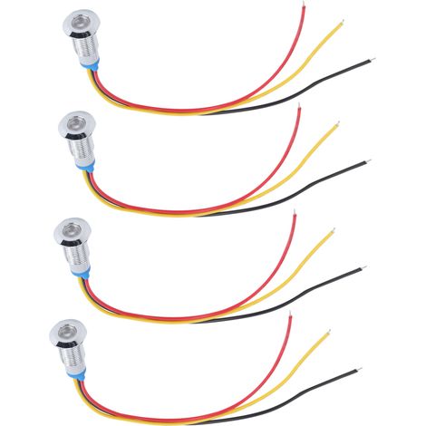Feux de Signalisation LED Bicolores Rouge-Jaune, 220V, IP67, Anode Commune, Métal 8mm, 4 Pièces