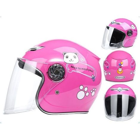 Casque de Scooter Protection Enfant Casque de Moto de Dessin Animé Pratique et Confortable - Rose (1/4)