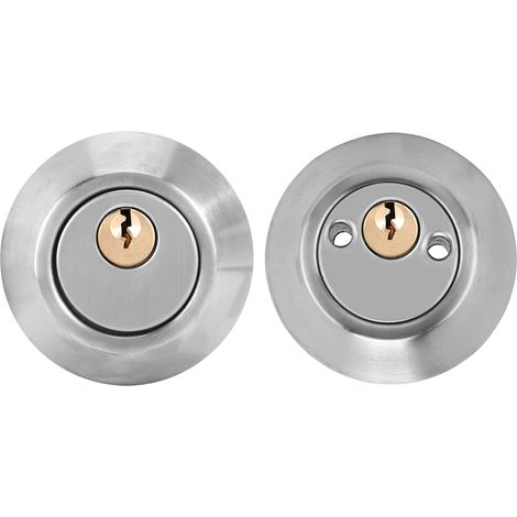 Verrou de sécurité à double cylindre en acier pour porte en bois avec double verrouillage (argenté)