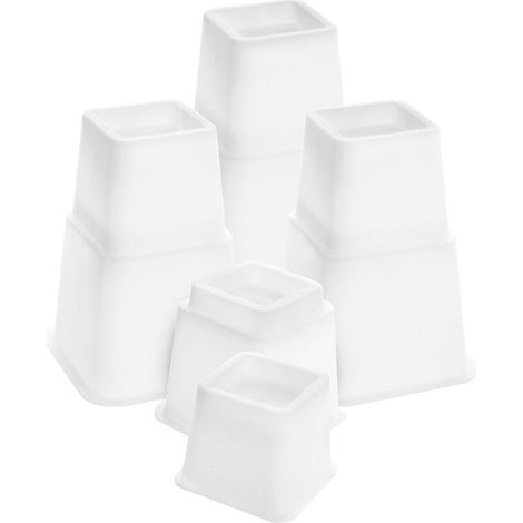 Adjustable Furniture Risers (4 High, 4 Low) - Space-Saving Bed, Table, and Sofa Risers (8 to 20cm) (White)