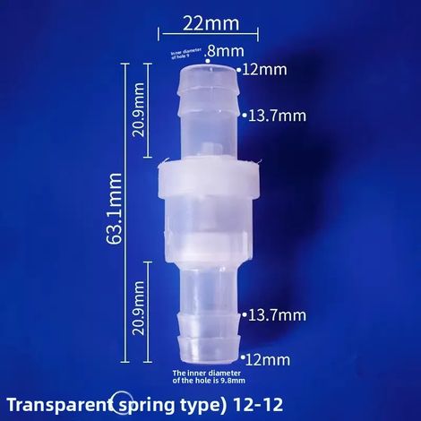 Clapet anti-retour en plastique (S) pour eau, vanne unidirectionnelle, vanne d'arrêt d'eau, clapets anti-retour en ligne pour carburant, gaz et liquides (2 pièces) (1/5)
