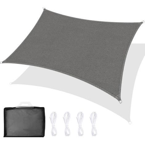 YMYNY Rechteckiges Sonnensegel 2 x 3 m, Sonnensegel 98 % UV-Strahlenschutz, Sonnensegel für draußen, Garten und Terrasse, Rasen, mit Seil, grau (1/5)