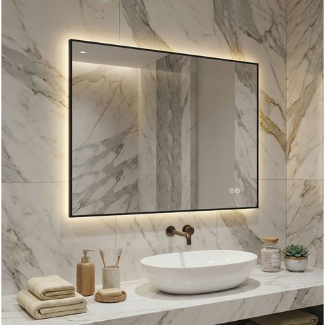 CHICFURN Espejo LED para baño 60x80 cm aluminio plateado, retroiluminado, antivaho (1/5)