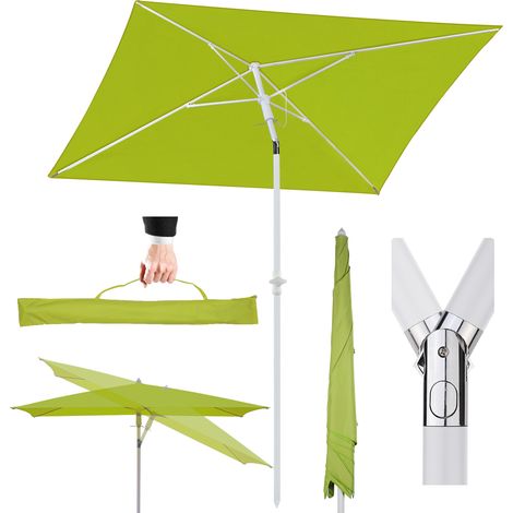 Sekey Sonnenschirm Rechteckig Balkonschirm Terasseschirm mit Schutzhülle, LxB: 180,00x125,00 cm, Sonnenschutz UPF50+, Kippbar, Höhenverstellbar, Grün
