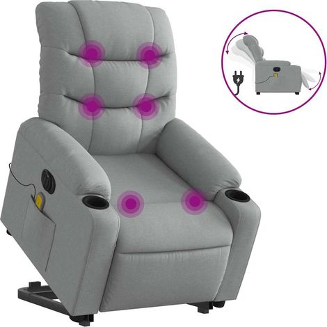 Maison Exclusive - Poltrona Alzapersona Massaggi Elettrica Grigio Chiaro Tessuto
