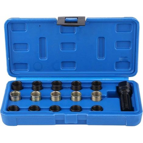 Kit d'outils de réparation de Filetage de Bougie d'allumage 16Pcs 14mm x 1.25 M16 Tap avec étui Portablespark Plug helicoil kit Spark Plug-Thread-Repair-rethreading kit de Reparation Bougie (1/5)
