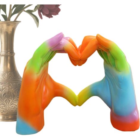 Mains en forme de cœur, statue colorée en forme de cœur, décoration d'intérieur, figurines de collection pour bureau, table, bureau, salon, chambre à coucher, dortoir, Noël, anniversaire (1/5)