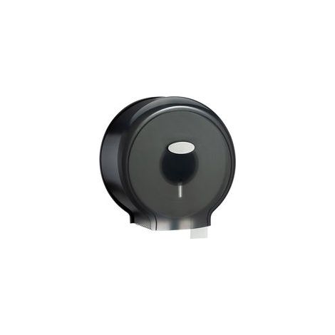 Dispensador de rollos de papel higiénico jumbo, sin perforaciones, resistente al agua, para montaje en pared, soporte individual para papel higiénico, para baños, color negro transparente.