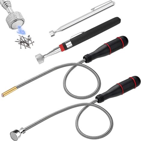 4 pièces de tige magnétique télescopique, 3LB 5LB 15LB aimant à tige extra fort 55 cm 60 cm, tige magnétique flexible, tige magnétique pour atelier, outil de prélèvement magnétique (1/5)