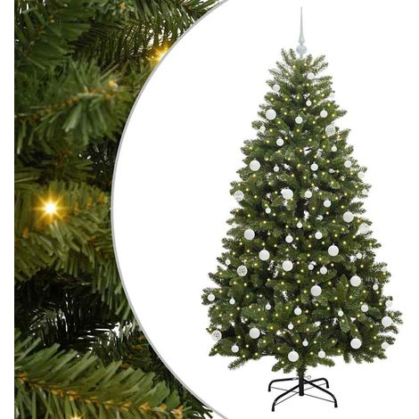 Sapin de Noël  Arbre de Noël artificiel avec 300 LED Vert 180 cm PVC et métal (1/5)