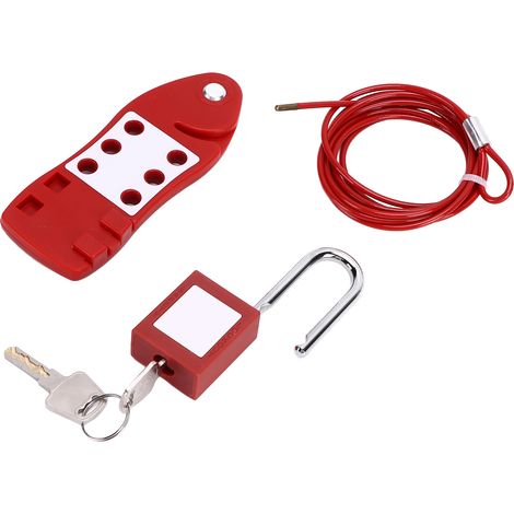 Câble de sécurité en acier inoxydable 2m avec cadenas 38mm pour applications électriques et chimiques (1/5)