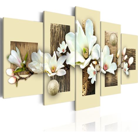Tableau Imprimé "Texture & Magnolia" 50 x 100 cm (1/2)