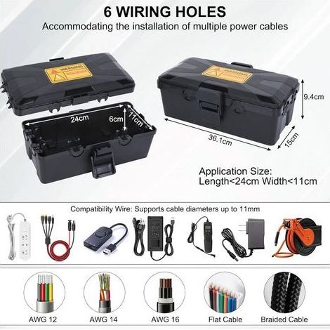 Boite Etanche Electrique Exterieur, IP54 (26.1x15x9.4cm) Extérieur Boîte de Câblage étanche, Boitier Etanche pour Protéger les Prises Multiples (1/5)