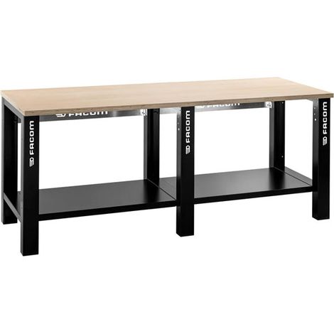 Facom – Établi modulable en hêtre multi-plis 2 m – Résistance 1500 kg – Traitement huile de lin pour entretien facile – Fixation au sol possible