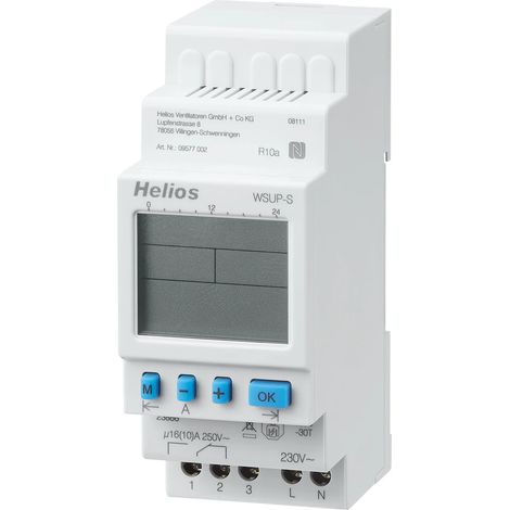 Helios WSUP-S Timer settimanale con contatto a potenziale zero per montaggio su quadro elettrico, 09577