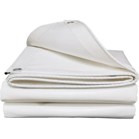 royaluxe -Bâche PE 180g/m² 2x3m, imperméable, résistant à la déchirure, avec trous en acier inoxydable, bâche pour couvrir des bâtiments en bois Truck White (1/5)