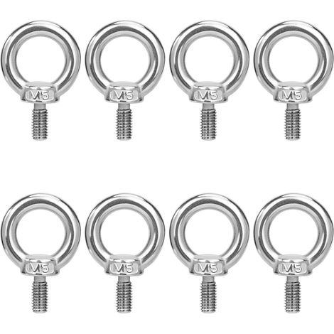 Boulons à Oeil M5 Anneau de Levage Boulon à œil Anneaux Filetage Vis en Acier Inoxydable 304 pour Fixer des Suspendus Relier 8 Pièces
