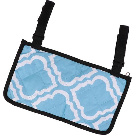 Sacoche latérale de rangement pour fauteuil roulant, multipoches, pochette d'accoudoir, accessoires pour fauteuil roulant avec bandes réfléchissantes, motif bleu (1/5)