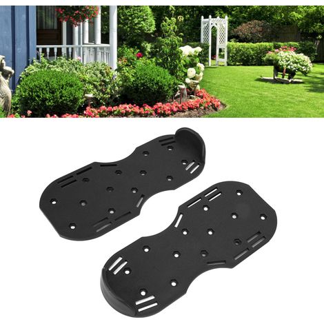 Zapatos aireadores de césped con fijaciones de aleación de zinc, placa de plástico y correas ajustables - Negro - 2 placas (1/5)