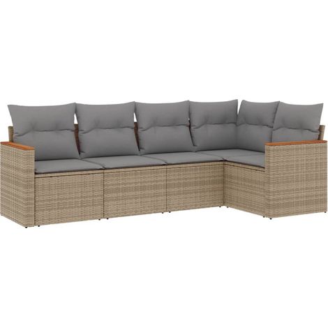 Maison Exclusive - Juego de sofás jardín con cojines beige mezcla (1/5)
