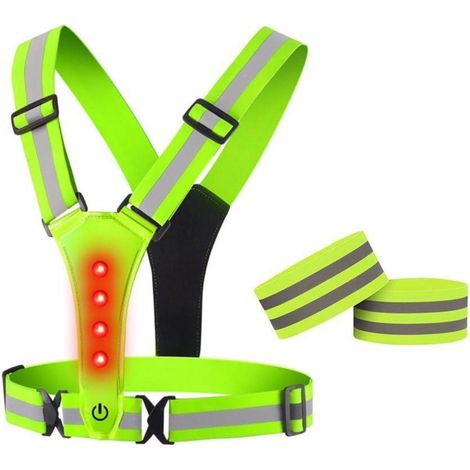 Warnweste mit LED-Licht und Reflektoren für Joggen, Wandern, Radfahren (1/5)