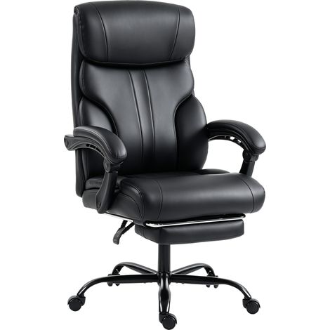 Chaise de bureau ergonomique - HOMCOM - inclinable, accoudoirs synchronisés, hauteur réglable - PU - 65 x 69 x 123 cm - noir (1/5)