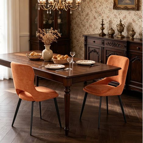 Silla de comedor tapizada en chenilla, 43 x 40 x 86 cm, naranja, lote de 2 HAVRYA (1/5)