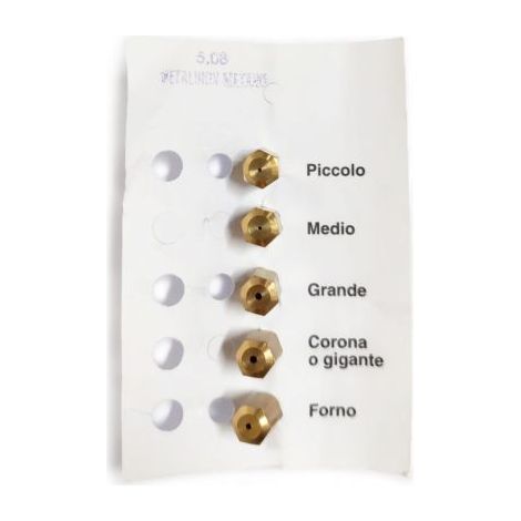 INIETTORI UGELLI KIT RICAMBIO CUCINA PIANO COTTURA METANO 5,8MB METAL INOX 00813