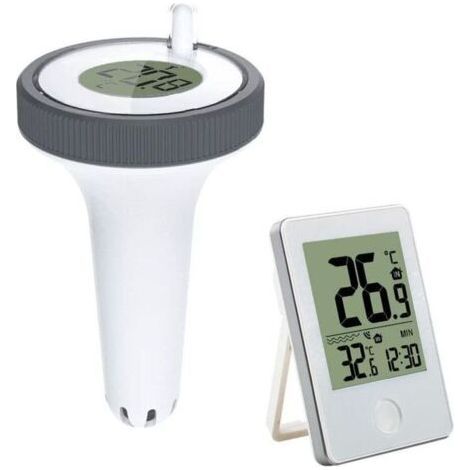 Kabelloses, schwimmendes Poolthermometer mit Funkverbindung, Wassertemperaturthermometer mit digitalem Empfänger für den Innen- und Außenbereich für Aquarium, Whirlpool und Fischteich (1/2)